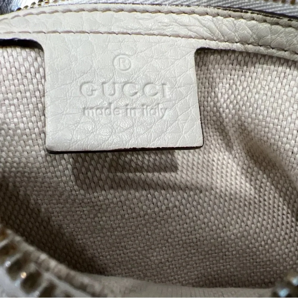 Gucci Leather Soho Large Interlocking GG Logo Hobo Bag In Ivory - Picture 9 of 11